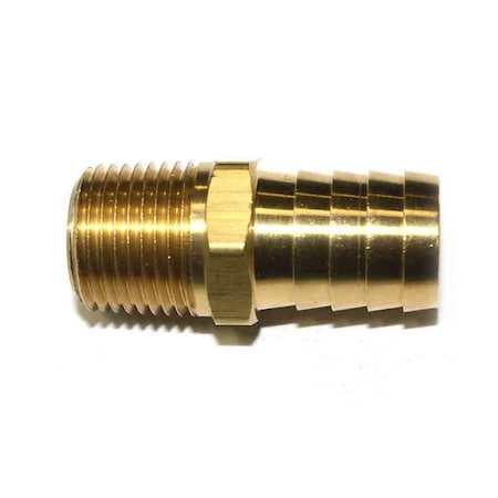 Brass Hose Barb Fitting, Connector, 3/4 Inch Barb X 1/2 Inch NPT Male End